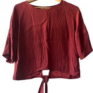 Sita Murt Chic Burgundy Tie-Back Blouse Women's Sz 8‎ Casual Elevated Basic